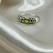 Peridot 3 Stone Sterling Silver Ring Sterling Silver Rings