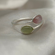 Sterling Silver Watermelon Tourmaline Crystal Ring Sterling Silver Rings