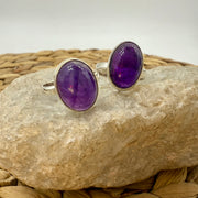 Amethyst Oval Sterling Silver Crystal Ring