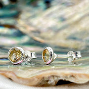 Citrine Crystal Sterling Silver Stud Earrings