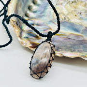 Black Moonstone Crystal Macrame Pendant