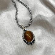Sterling Silver Tigers Eye Oval Pendant Sterling SIlver Pendants