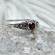 Sterling Silver Garnet Faceted Crystal Ring Sterling Silver Rings