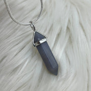 Grey Agate Crystal Double Terminated Pendant Pendants