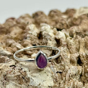 Amethyst Teardrop Dainty Sterling Silver Crystal Ring
