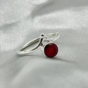 Ruby Sterling Silver Crystal Ring