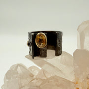 Rhodium Plated Sterling Silver Citrine Crystal Ring
