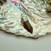 Unakite Petite Pencil Point White Metal Pendant from India