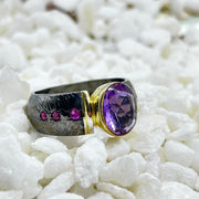 Amethyst Rhodium Plated Sterling Silver Ring Rings