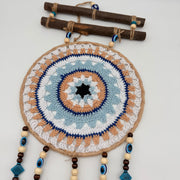 Evil Eye Macrame Beige and Wood Dreamcatcher