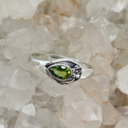 Pear Shaped Peridot Faceted Crystal Sterling Silver Ring Sterling Silver Rings