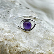 Amethyst Sterling Silver Crystal Cabochon Ring Sterling SIlver Earrings