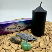 Mercury Retrograde kit for 2025 that includes a candle, crystals and incense