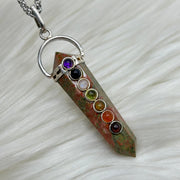 Unakite Chakra Crystal Double Terminated Pendant Charms & Pendants