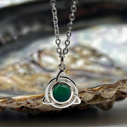 Sterling Silver Green Chalcedony Triquetra Crystal Pendant Sterling Silver Pendants