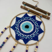Evil Eye Wood and Macrame Dreamcatcher