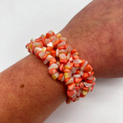 Crystal Coral And Mother Of Pearl Chip Cuffed Bracelet Crystal Bracelet