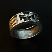 Iron Cross Skull Flame Sterling Silver Men’s Ring