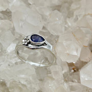 Pear Shaped Faceted Iolite Crystal Sterling Silver Ring Sterling Silver Rings