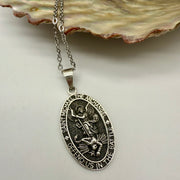 Archangel Michael Oval Sterling Silver Pendant