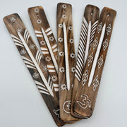 Wooden White Wash Incense holder