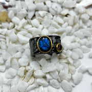 Labradorite Rhodium Plated Sterling Silver Ring With Pink Amethyst 9 Sterling Silver Rings