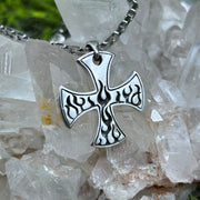 Iron Cross Of Fire Sterling Silver Pendant Charms & Pendants