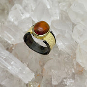 Mexican Opal Rhodium Plated Sterling Silver Crystal Ring