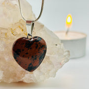 Mahogany Obsidian Crystal Heart Pendant Charms & Pendants