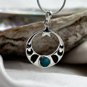Love You To The Moon & Back Emerald Sterling Silver Pendant
