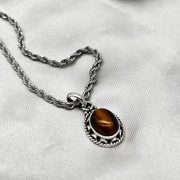 Sterling Silver Tigers Eye Oval Pendant Sterling SIlver Pendants