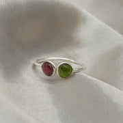 Sterling Silver Water tourmaline 2 Stone Crystal Ring Sterling Silver Rings