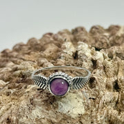 Amethyst Leaf Sterling Silver Crystal Ring