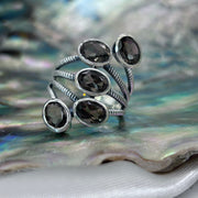 Sterling Silver 5 Stone Smoky Quartz Crystal Ring Sterling Silver Rings