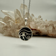 Eye of Horus Onyx inlay - Sterling Silver Crystal Pendant