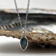 Labradorite Marquise Crystal Sterling Silver Pendant