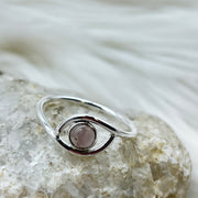 Rose Quartz Sterling Silver Crystal Cabochon Ring