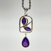 Sterling Silver 3 Stone Amethyst Crystal Pendant Sterling Silver Pendants