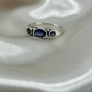 Iolite 3 Stone Sterling Silver Crystal Sterling Silver Ring Sterling Silver Rings
