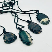 Bloodstone Crystal Macrame Pendant