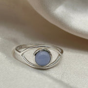Blue Onyx Crystal Sterling Silver Ring