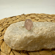 Rose Quartz Oval Sterling Silver Crystal Ring