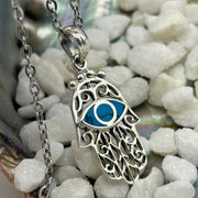 Hamsa Hand And Evil Eye Sterling Silver Pendant