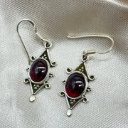 Sterling Silver Garnet Crystal Earrings