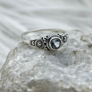 Sterling Silver Blue Topaz Crystal Faceted Ring Sterling Silver Rings