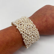 Crystal Pearl Chip Cuffed Bracelet
