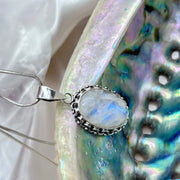 Moonstone Sterling Silver Crystal Pendant