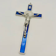 Blue Metal Wall Crucifix Cross