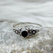 Sterling Silver Black Onyx Faceted Crystal Ring