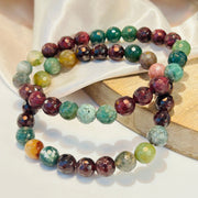 Bloodstone Garnet And Moss Agate Gemstone Bracelet Crystal Bracelet